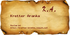 Kretter Aranka névjegykártya
